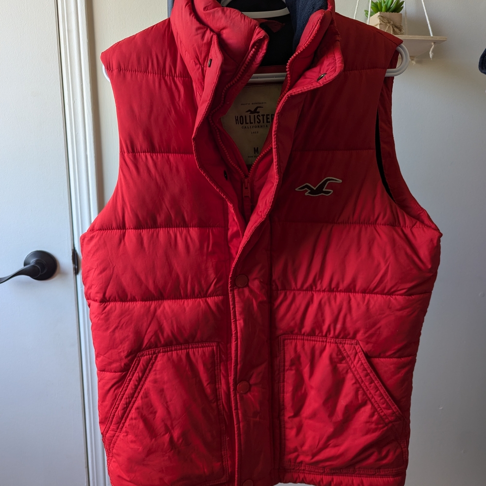 Hollister Red Puffer Vest